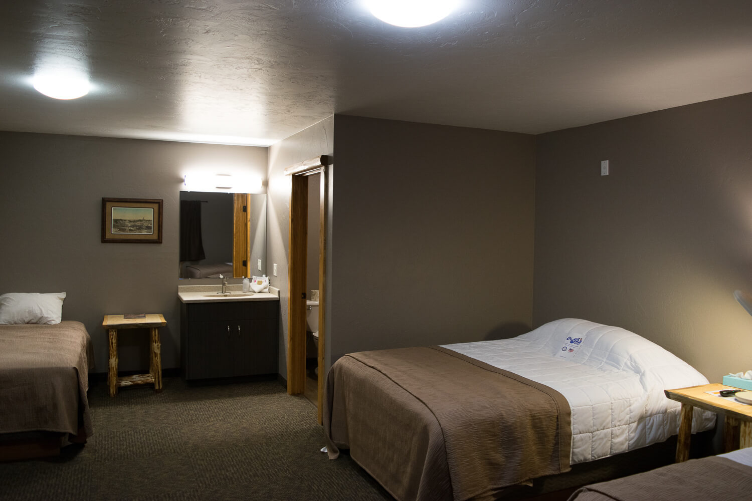 spacious motel bedroom