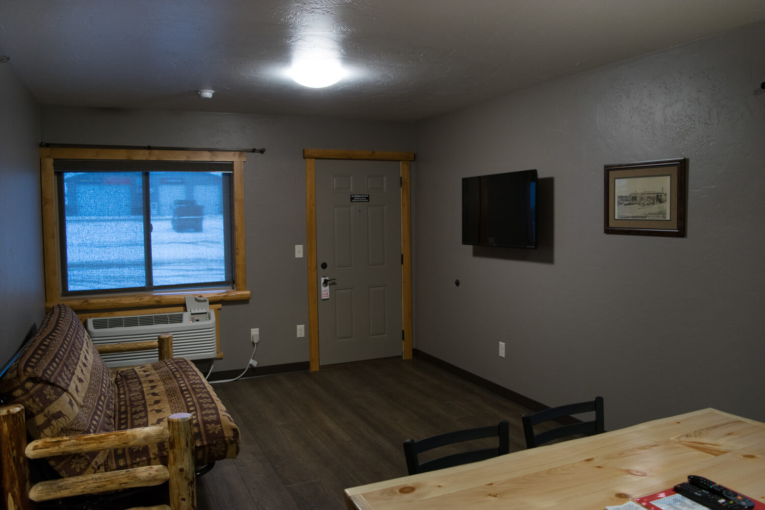 spacious living room and dining area